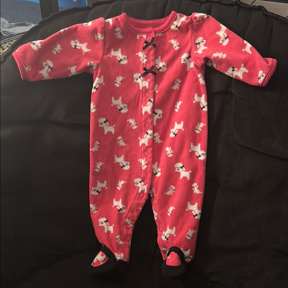 Red Kids One Piece with Dog Print